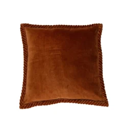 Sierkussen velours tucked border cognac