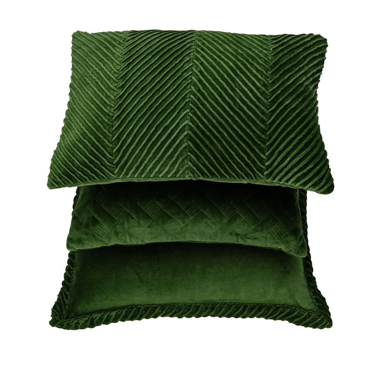 Sierkussen velours tucked border forrestgreen