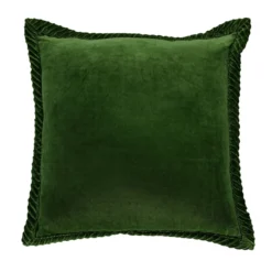 Sierkussen velours tucked border forrestgreen