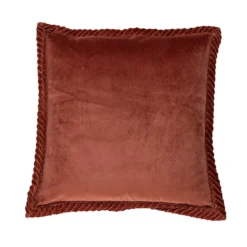 Sierkussen velours tucked border mineralred