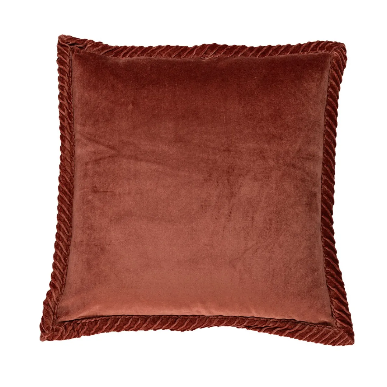 Sierkussen velours tucked border mineralred