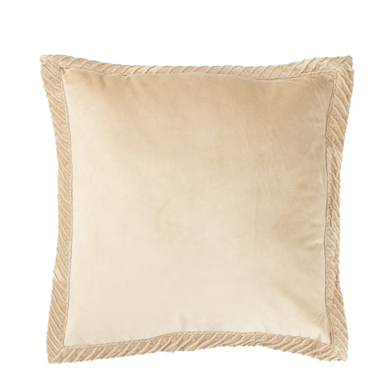 Sierkussen velours tucked border natural
