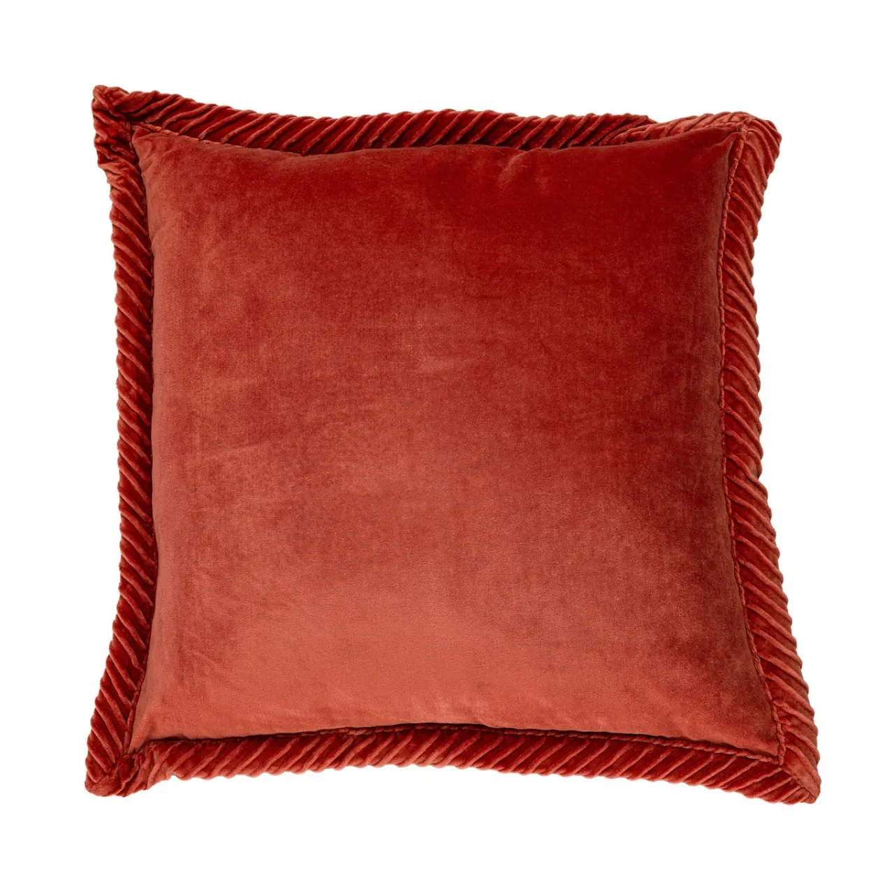 Sierkussen velours tucked border orangered