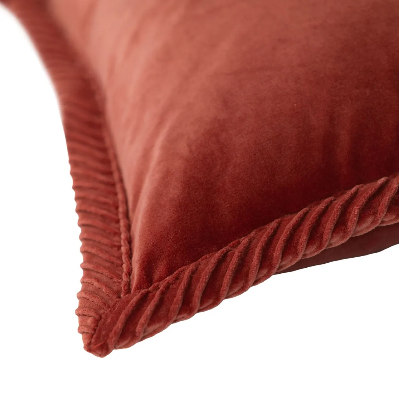 Sierkussen velours tucked border orangered