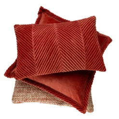 Sierkussen velours tucked border orangered