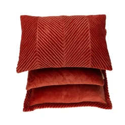 Sierkussen velours tucked border orangered