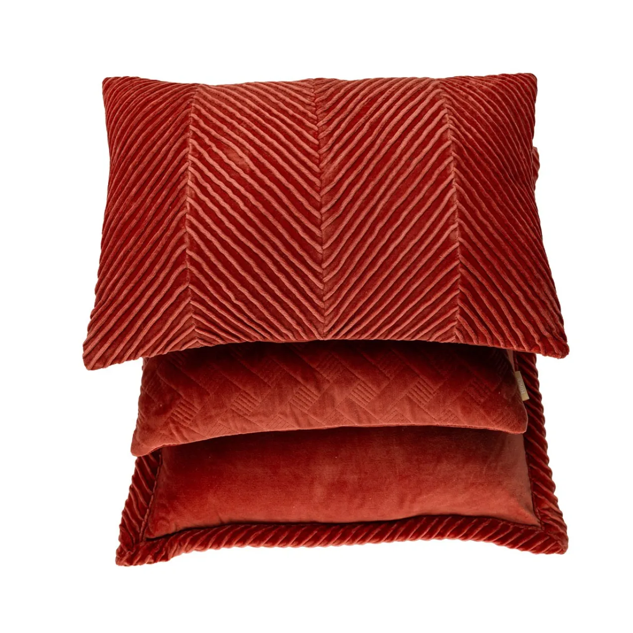 Sierkussen velours tucked border orangered