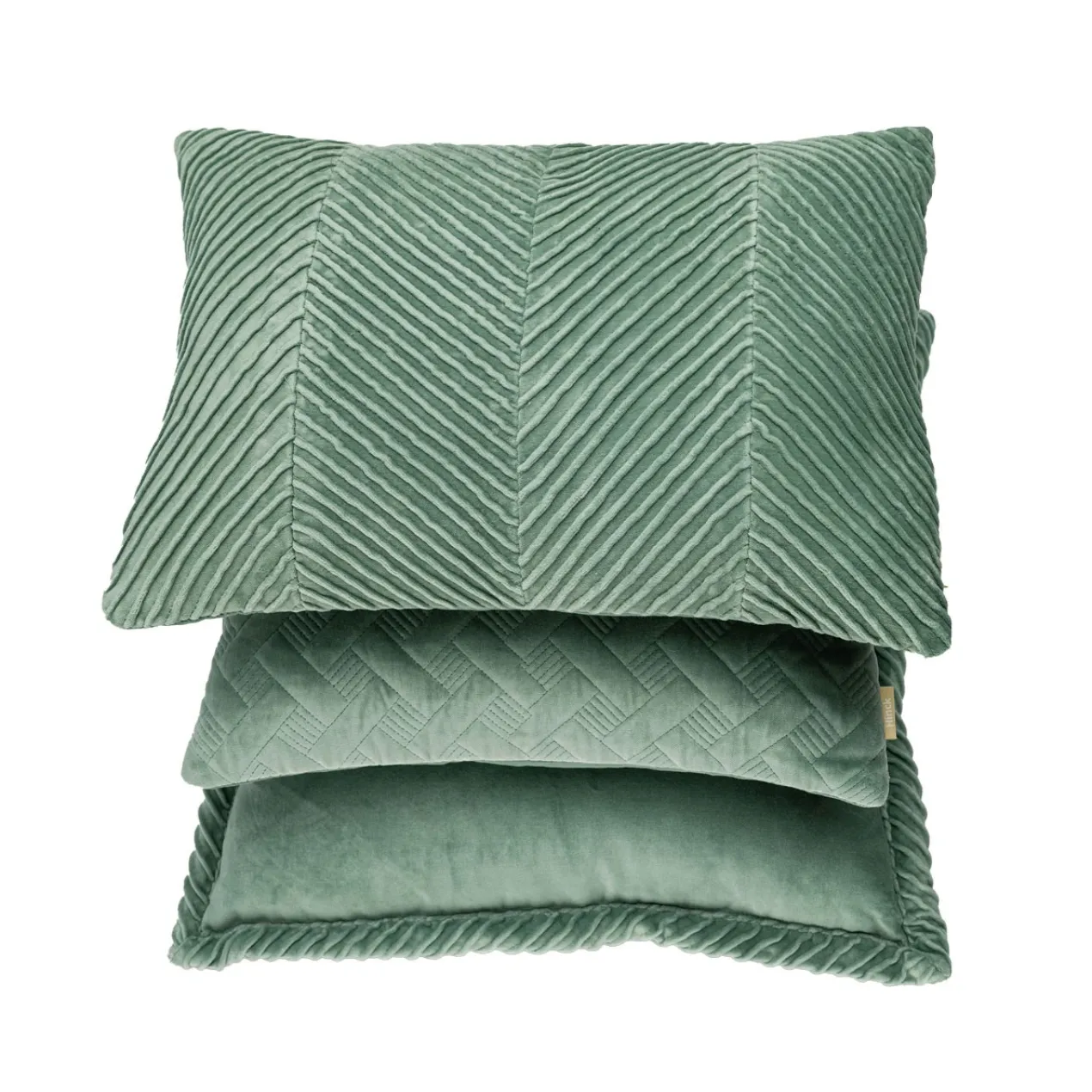 Sierkussen velours tucked border seablue