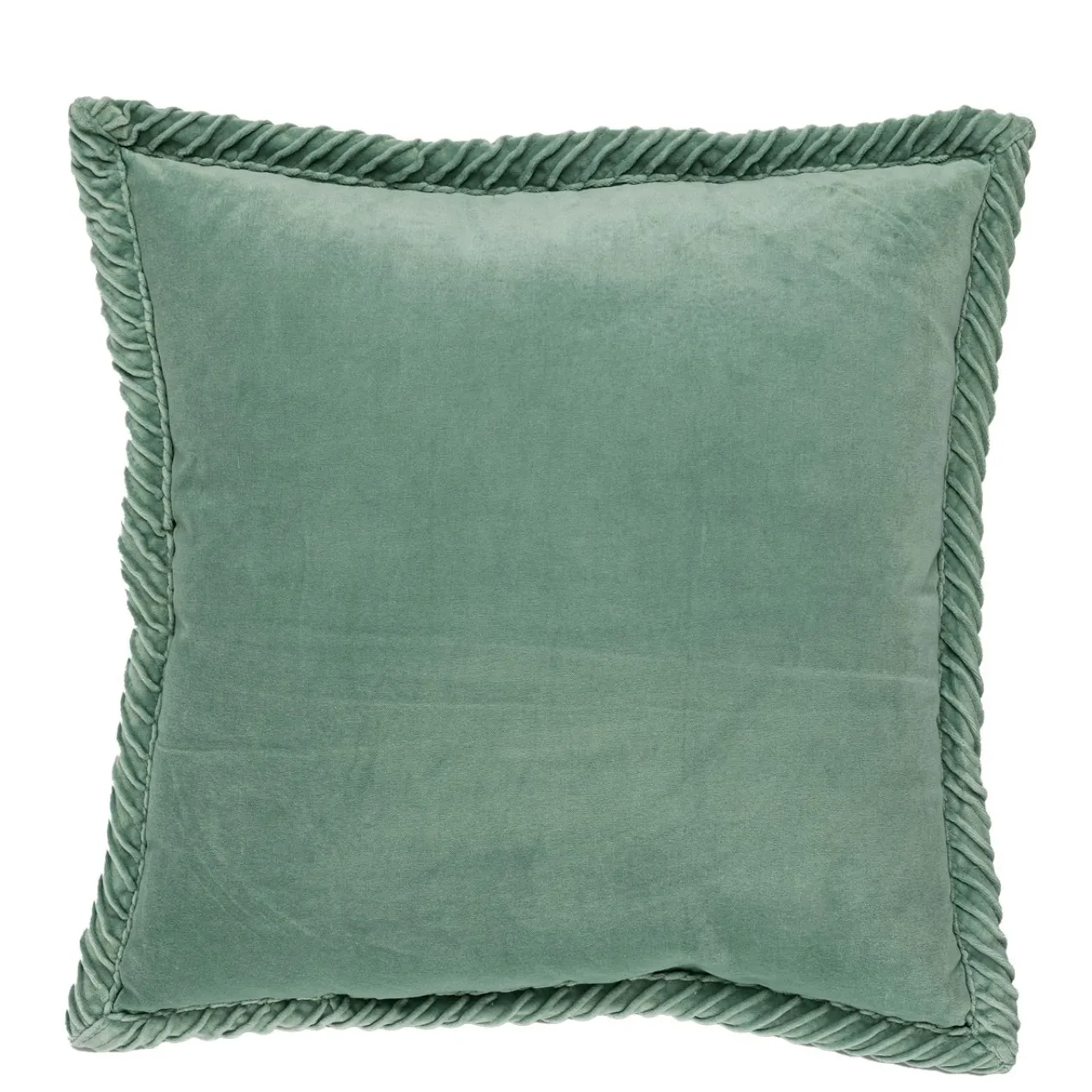 Sierkussen velours tucked border seablue