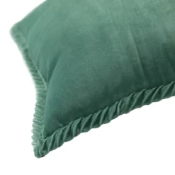 Sierkussen velours tucked border seablue