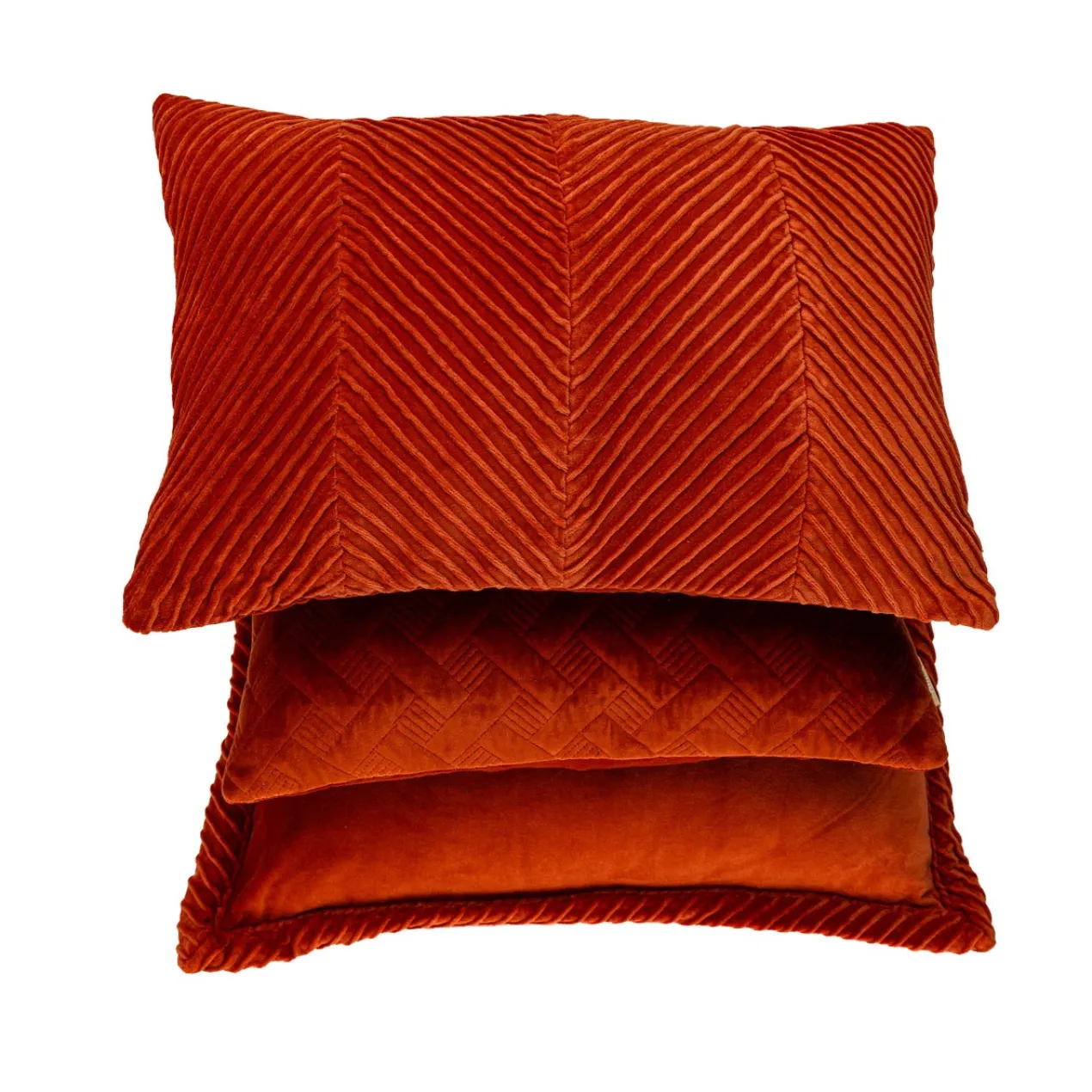 Sierkussen velours tucked border terra