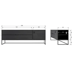 Silas tv meubel 180 cm grenen dust [fsc]