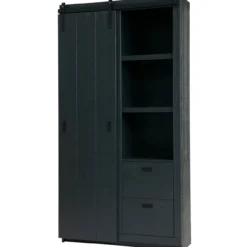 Slide kast barn bezaagd mat zwart [fsc]