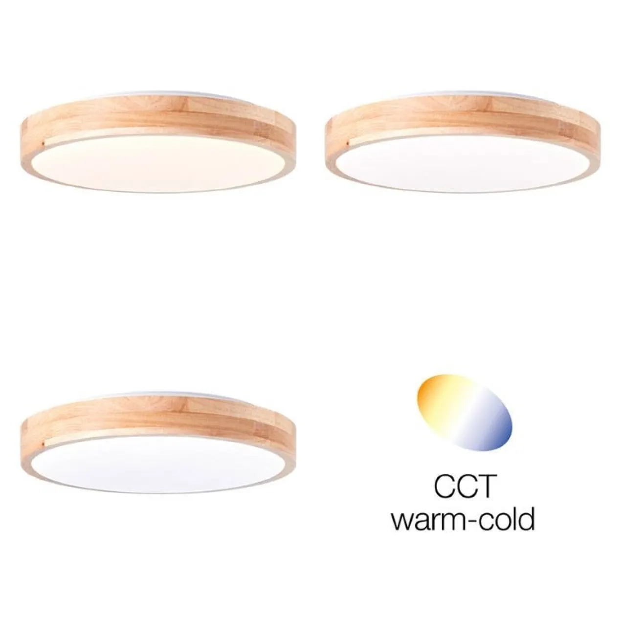 SLIMLINE PLAFONDLAMP Ø34CM 12W HOUT