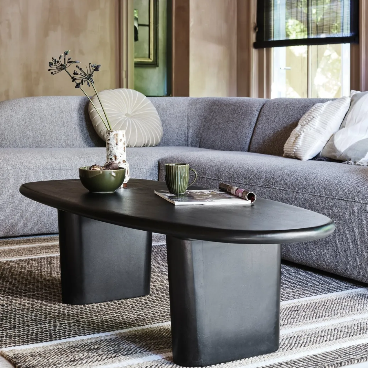 Sloping hoekbank links lichtbruin melange