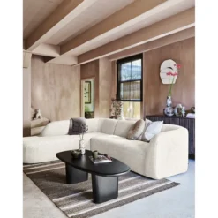 Sloping hoekbank links pearl melange