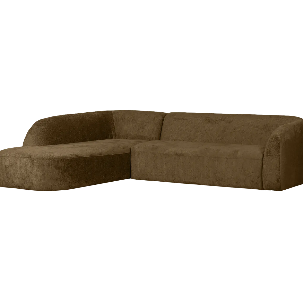 Sloping hoekbank links structure velvet brass