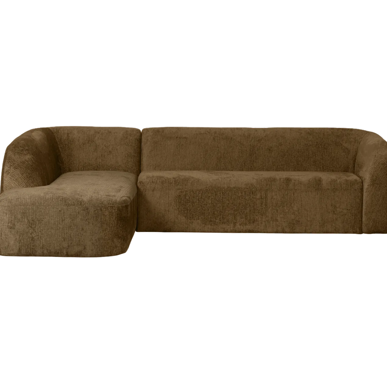 Sloping hoekbank links structure velvet brass
