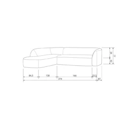 Sloping hoekbank melange links grijs/zwart