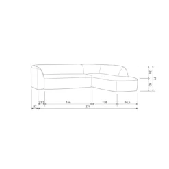 Sloping hoekbank rechts pearl melange