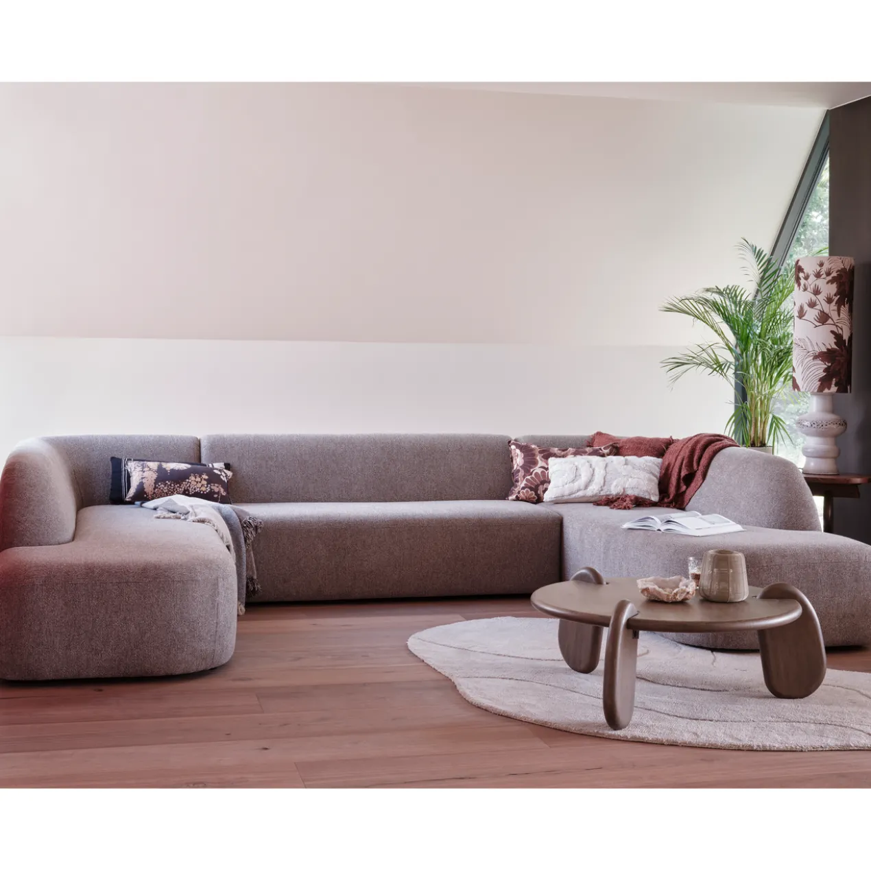 Sloping u-vorm bank grijs melange