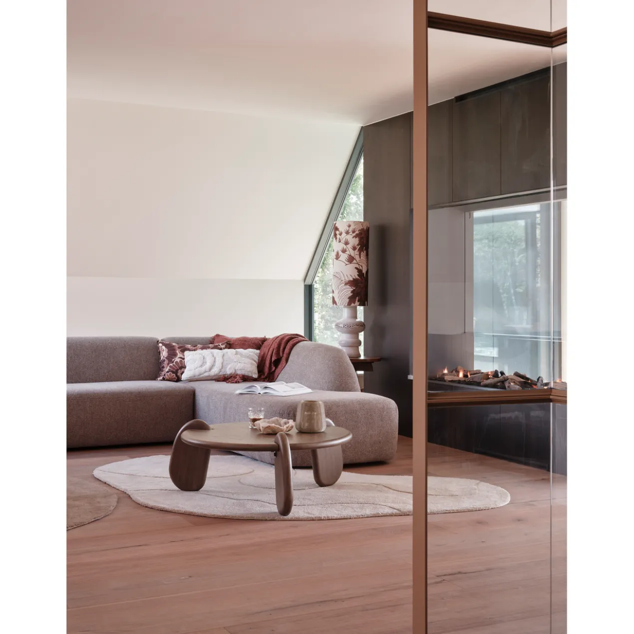 Sloping u-vorm bank grijs melange