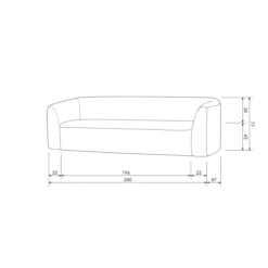 Sloping 3-zits bank off white melange