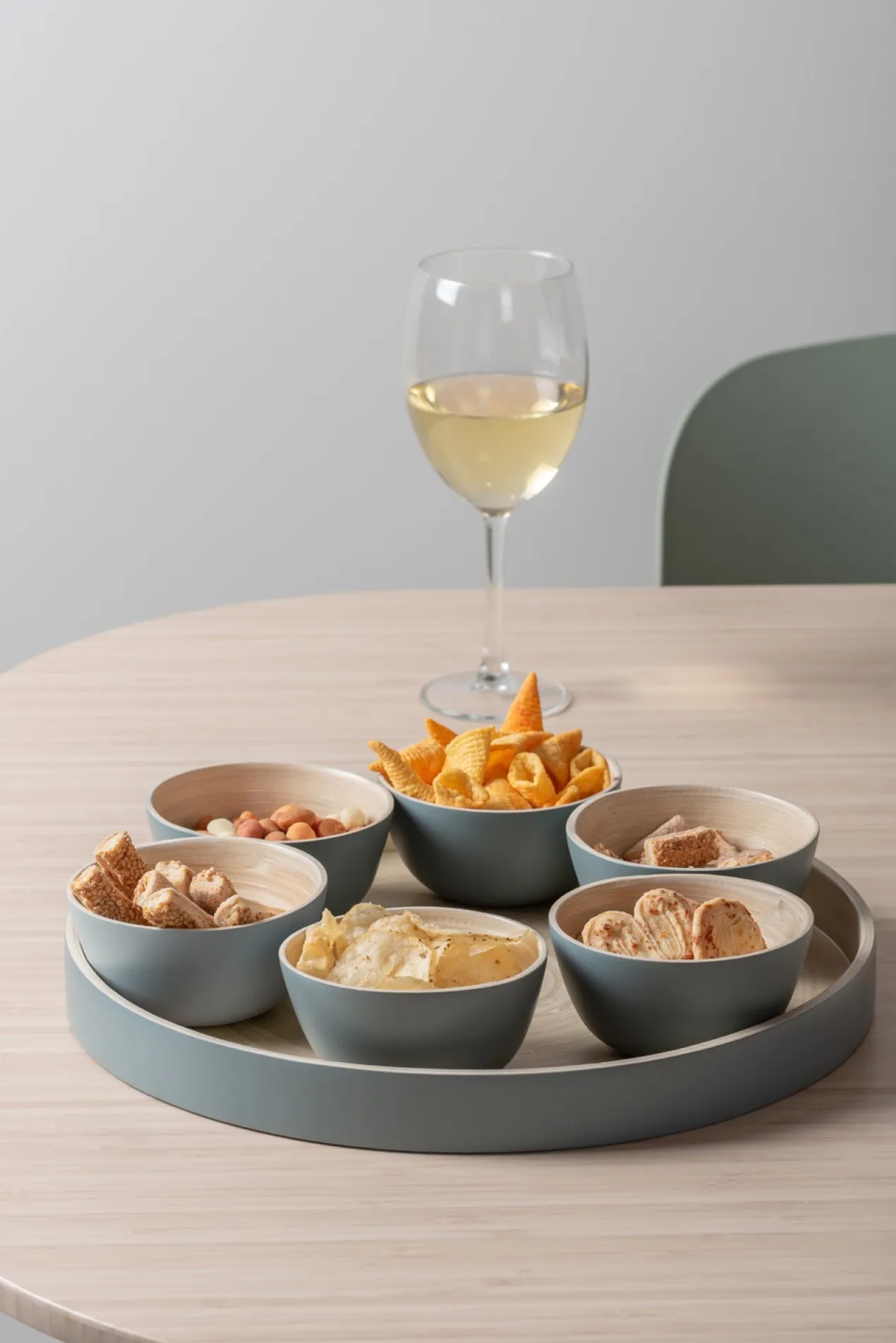 Snack tray Puro round bamboo natural