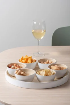 Snack tray Puro round bamboo white