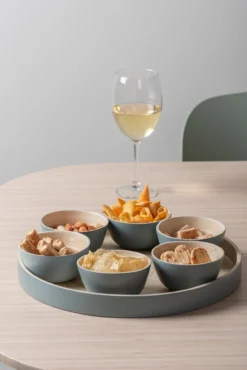 Snack tray Puro round bamboo white