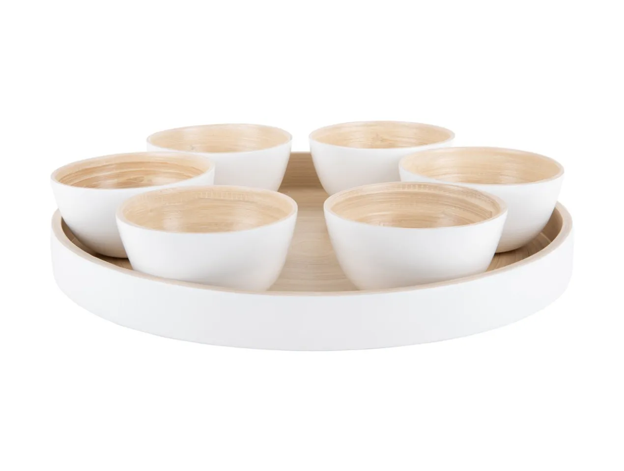Snack tray Puro round bamboo white