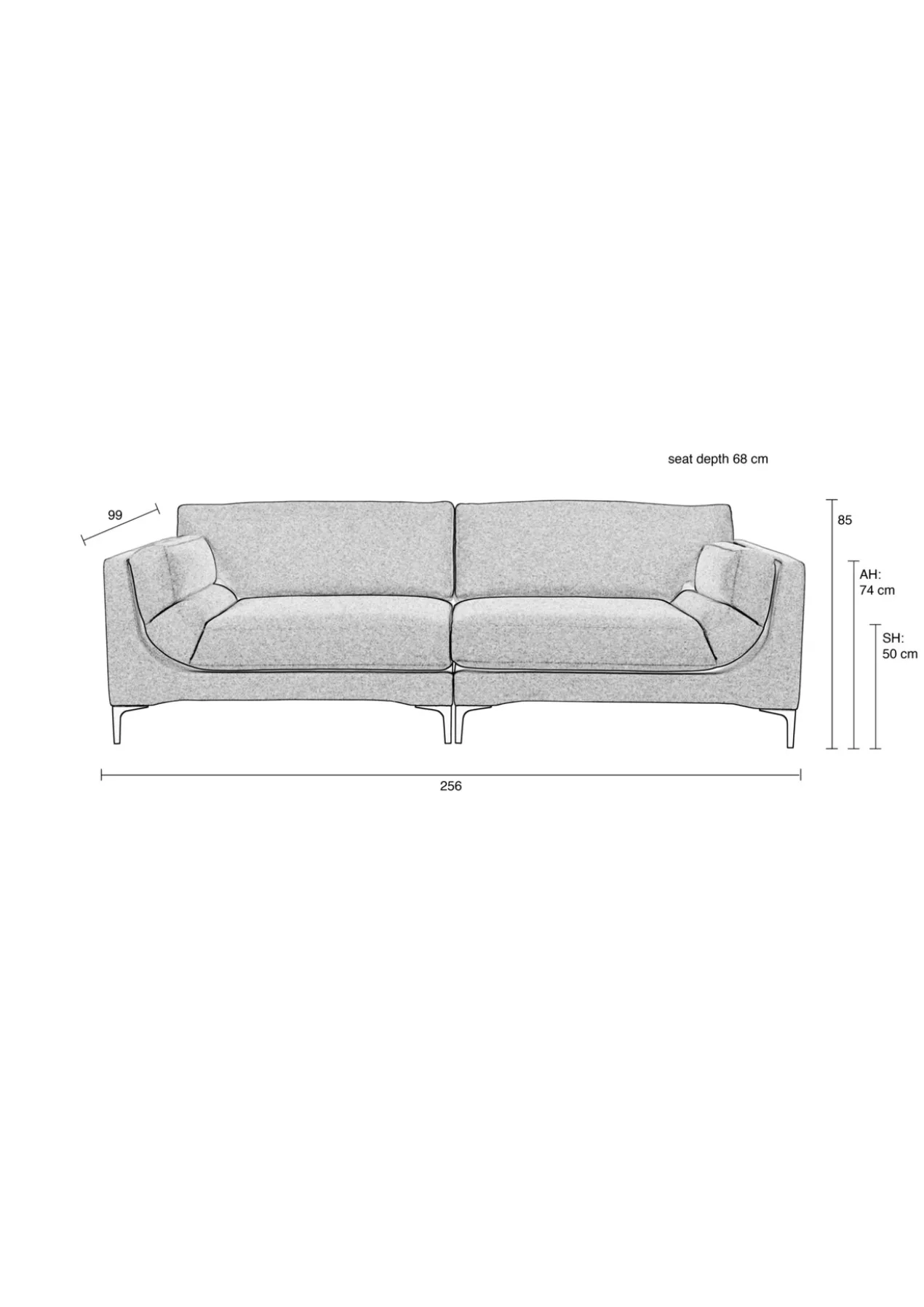 Sofa balcony 3-seater beige