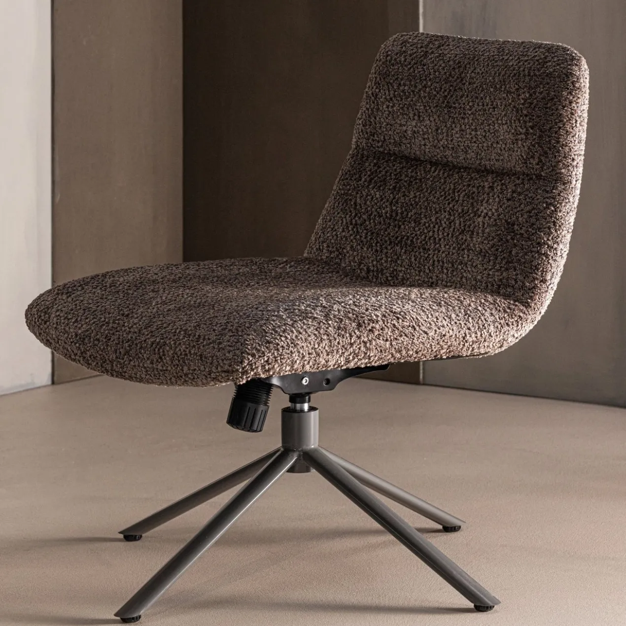 Soren verstelbare draaifauteuil wollig bruin