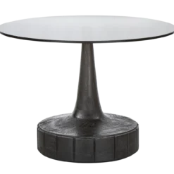 Soya bijzettafel mangohout/glas zwart