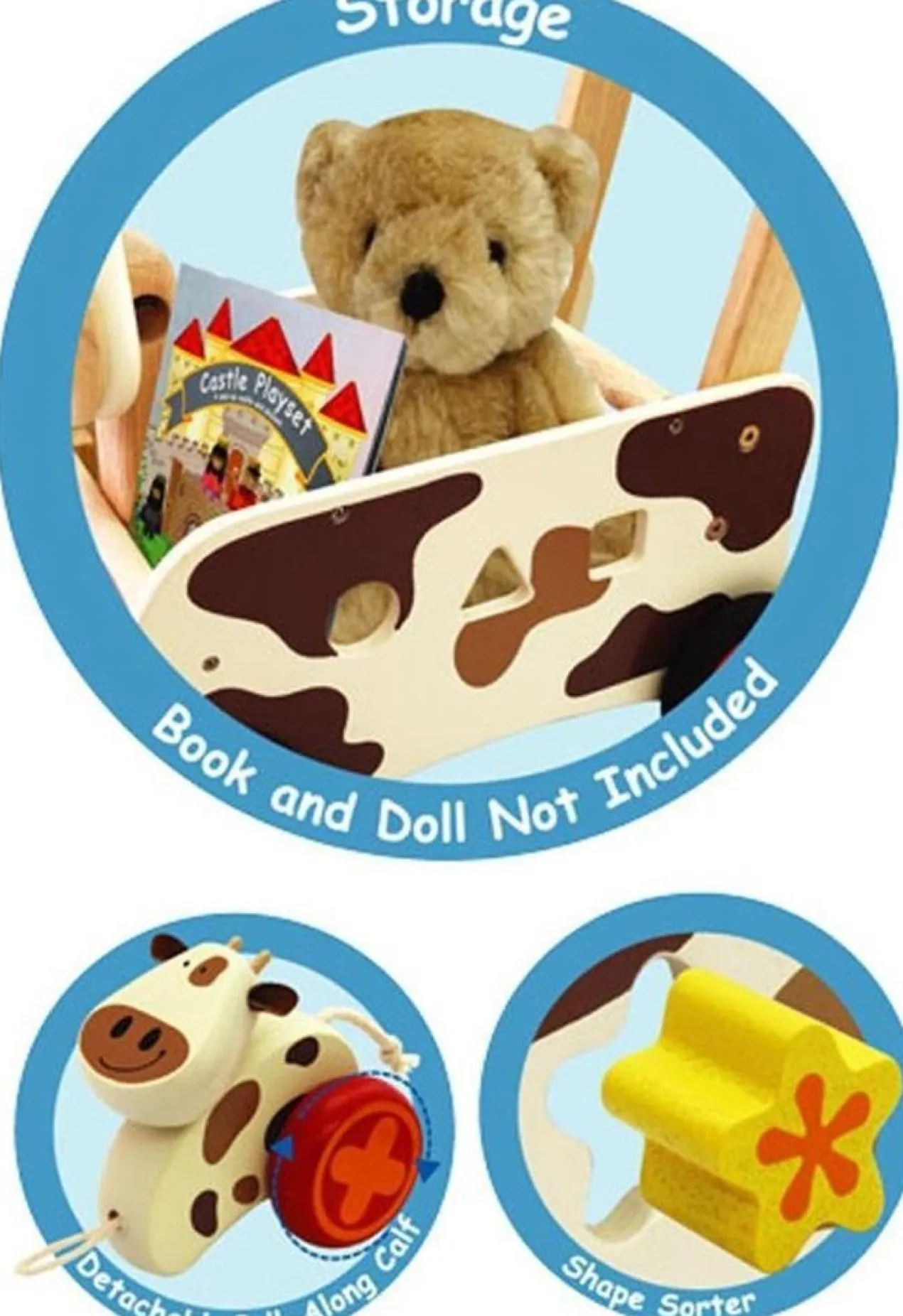 Speelgoed Duwwagen Schaap bruin/beige met trekfiguur