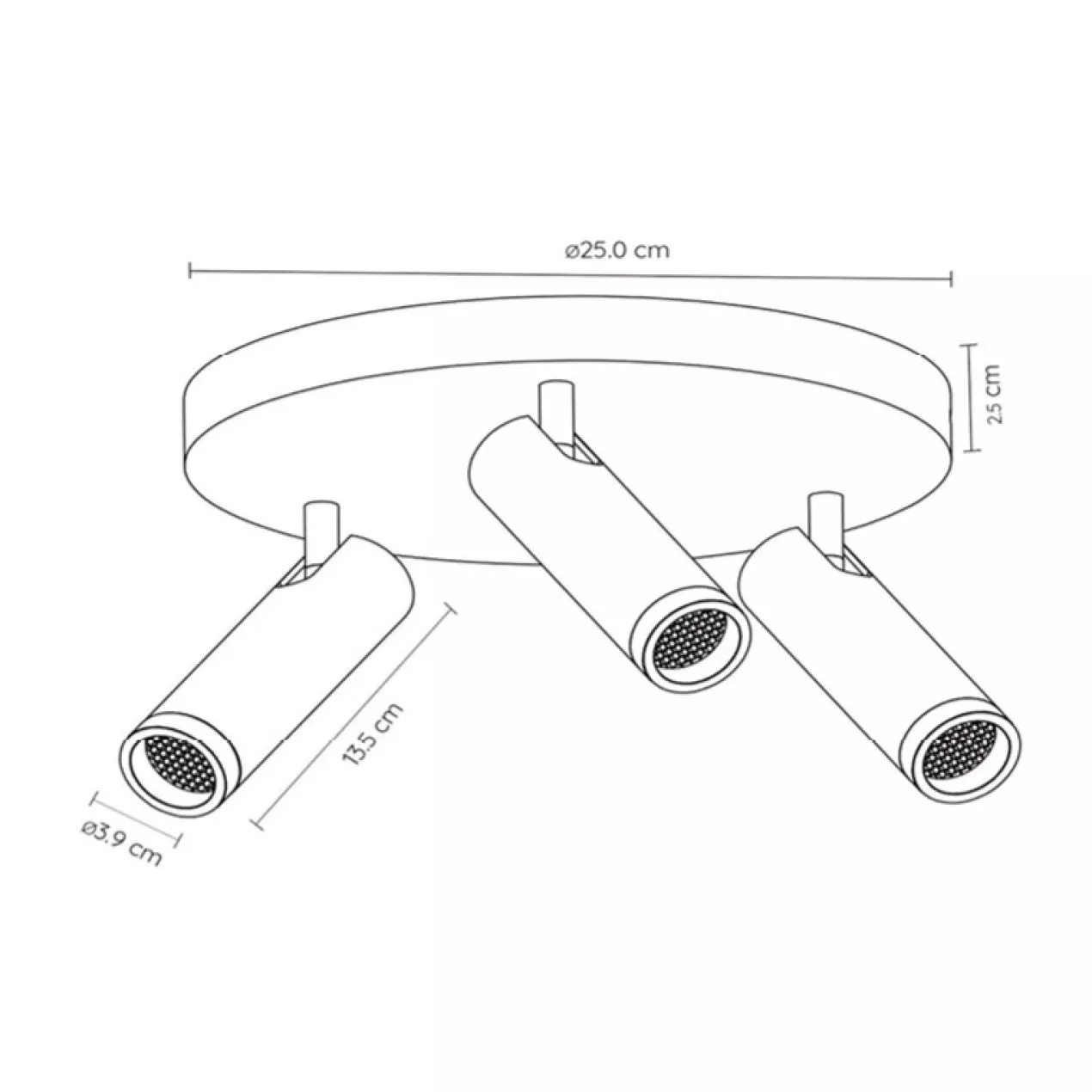 Spot Grado plafond 3-lichts zwart