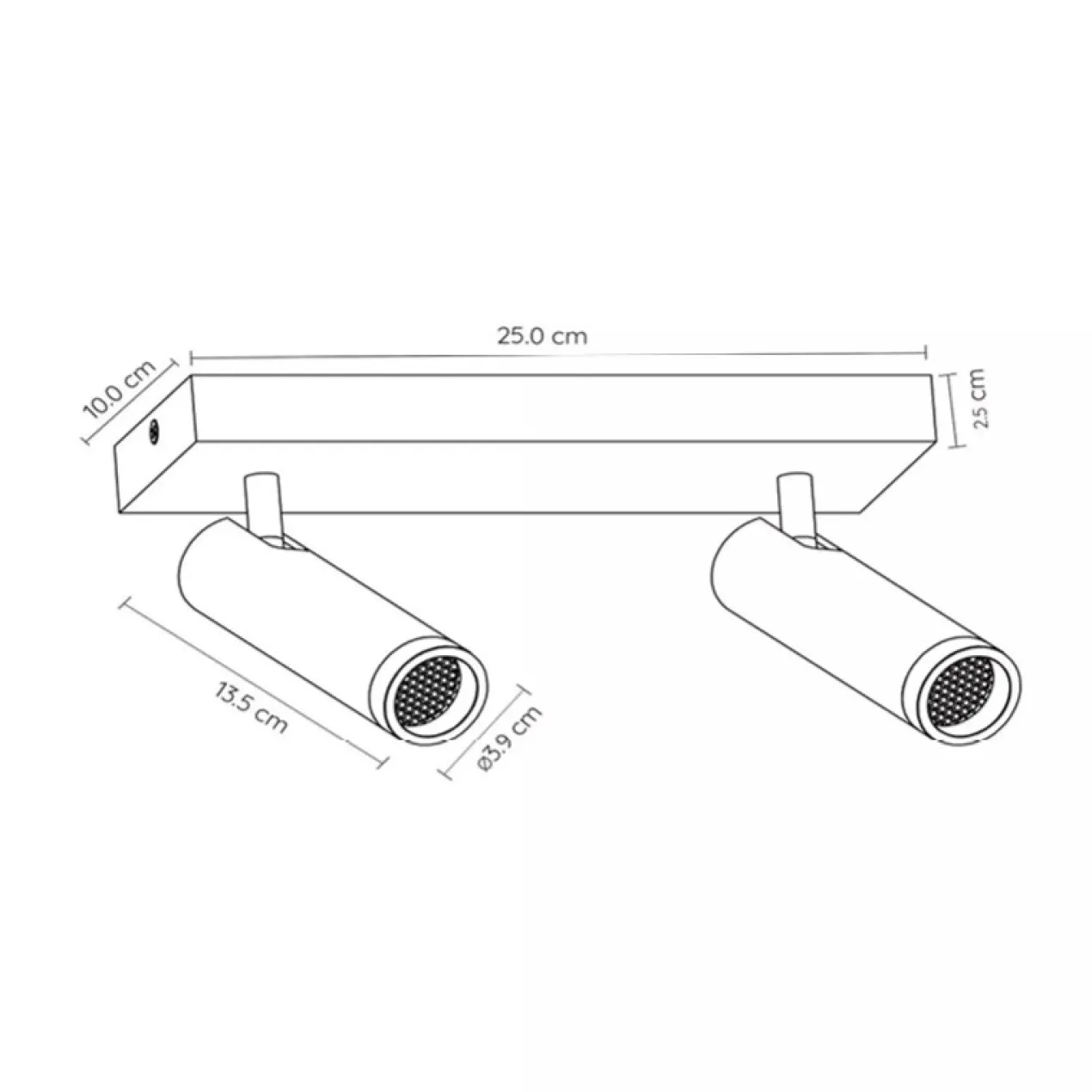Spot Grado plafond 2-lichts zwart