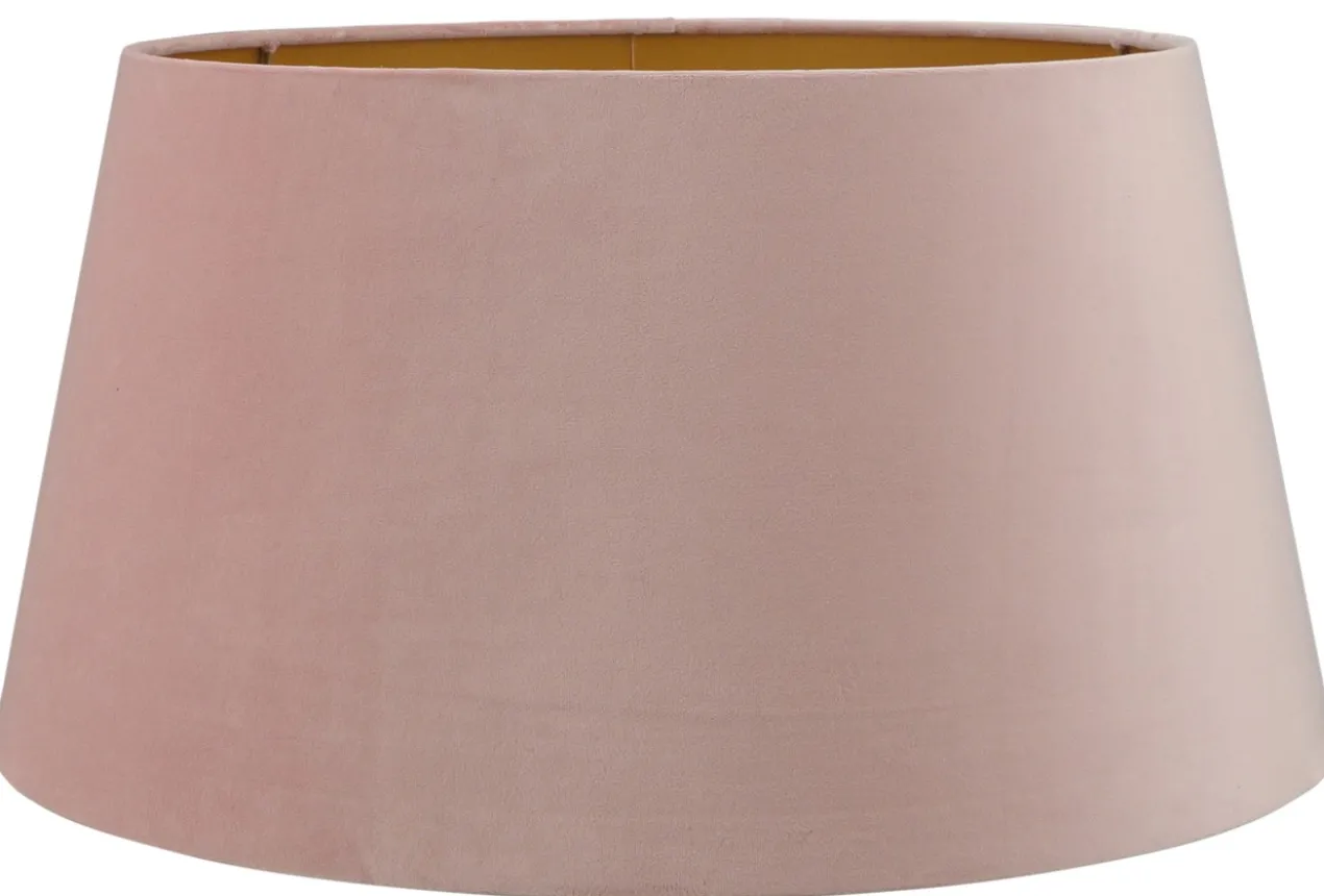 Staande lampenkap San Remo velours roze op goud 50x40x26cm