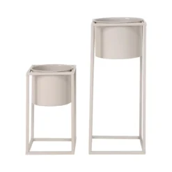 Staande plantenpot Finnley (set van 2) Finnley staande bloempot beige - set van 2
