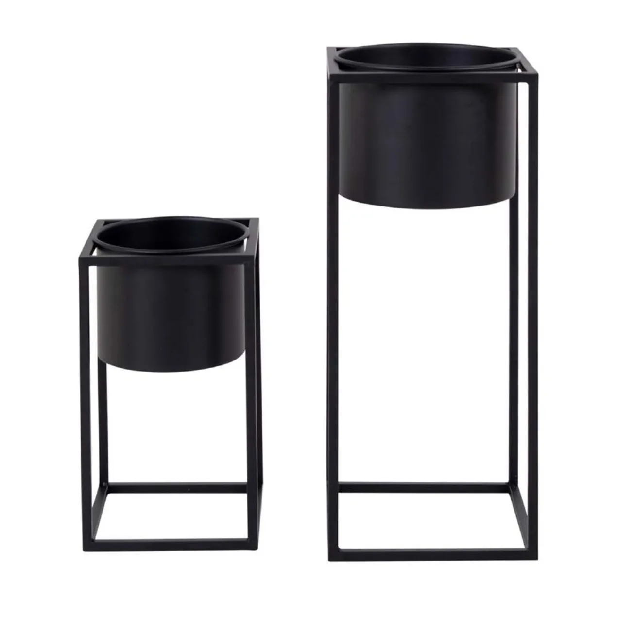Staande plantenpot Finnley (set van 2) Finnley staande bloempot zwart - set van 2
