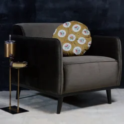 Statement fauteuil met arm velvet warmgroen