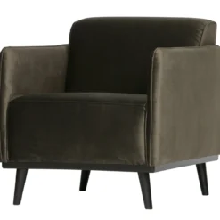 Statement fauteuil met arm velvet warmgroen