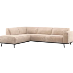 Statement hoekbank links chenille velvet naturel