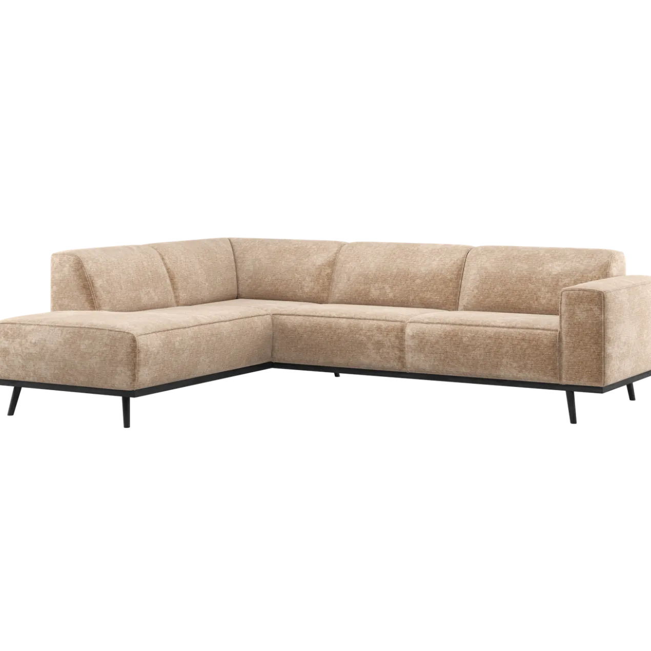 Statement hoekbank links chenille velvet perzikroze