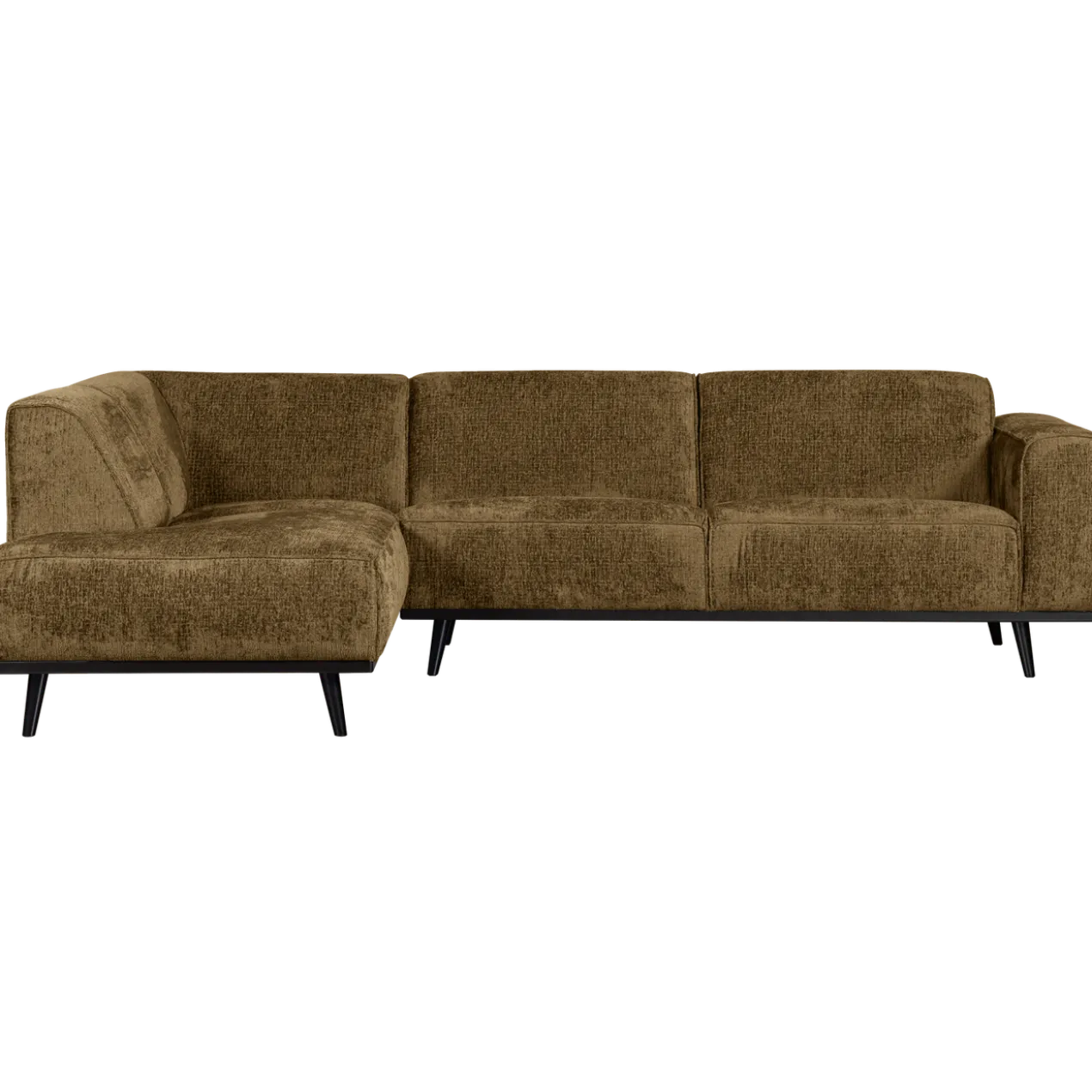 Statement hoekbank links structure velvet brass