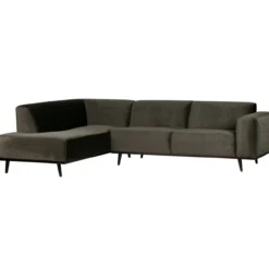 Statement hoekbank links velvet warmgroen