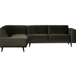 Statement hoekbank links velvet warmgroen