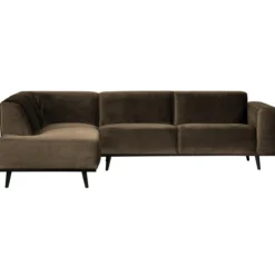 Statement hoekbank links velvet taupe