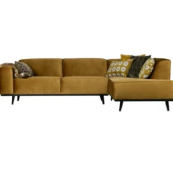 Statement hoekbank rechts velvet honinggeel
