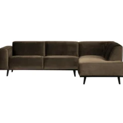 Statement hoekbank rechts velvet taupe